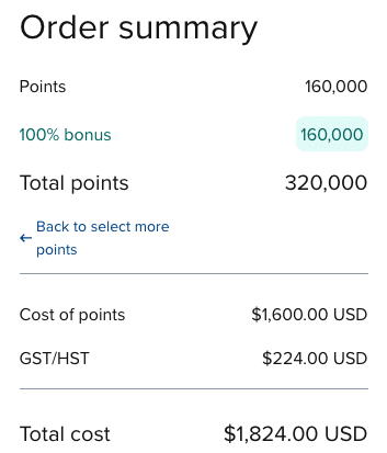 Buy Hilton with taxes shown